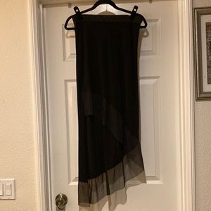 High low Asymmetrical Black cotton and sheer maxi skirt